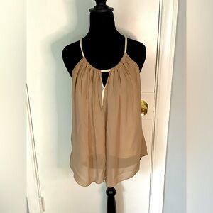 Tan & White Blouse